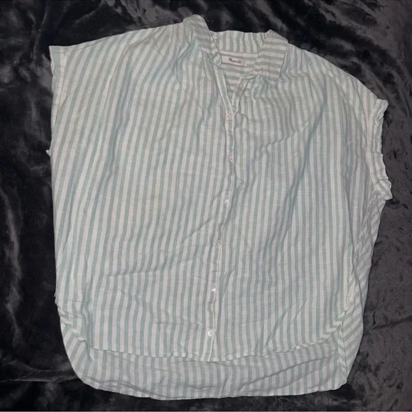 Madewell Central Shirt in Mint Stripe Size L/XL - Picture 3 of 3